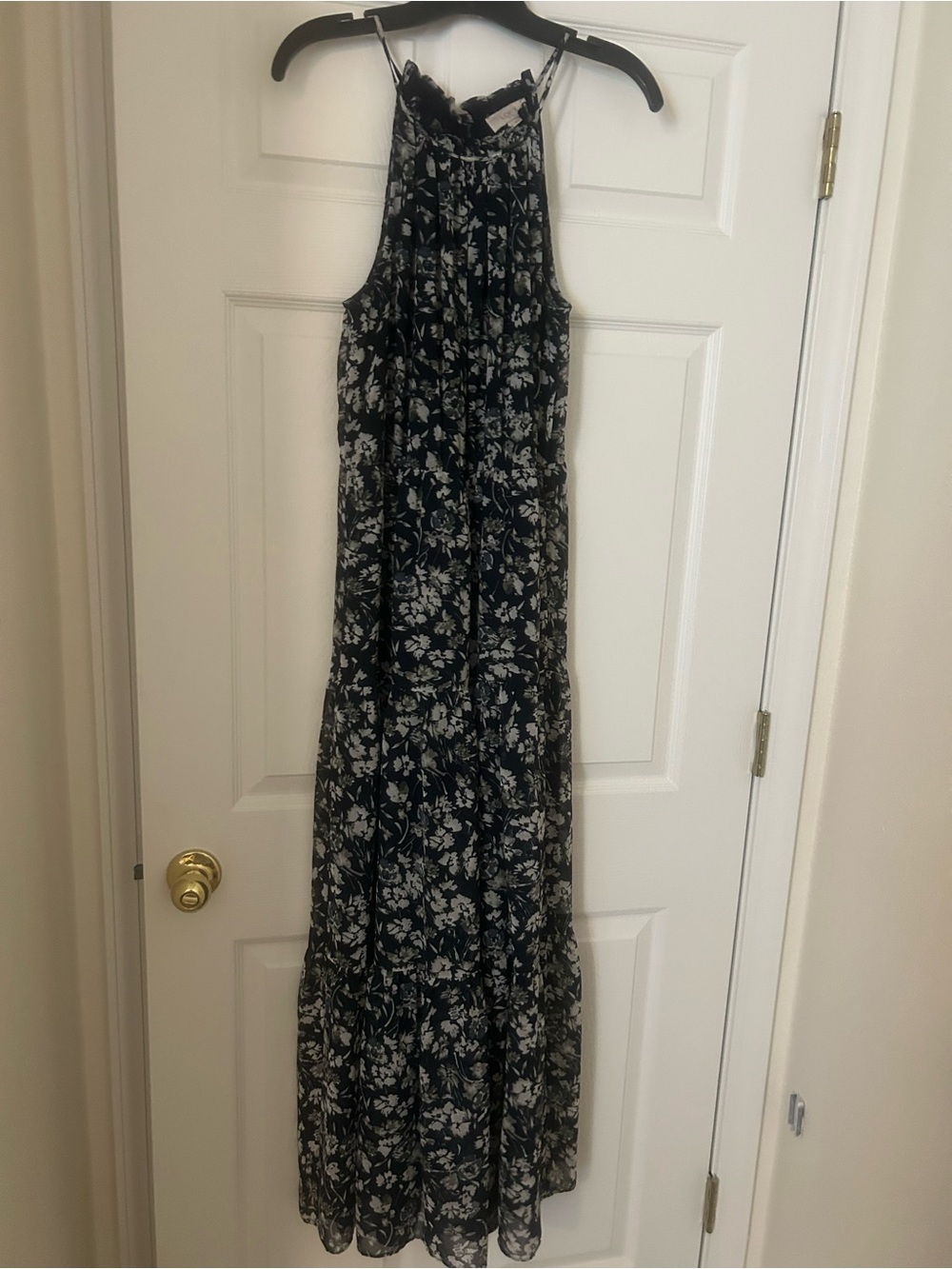 LOFT Navy and White Floral Maxi Dress